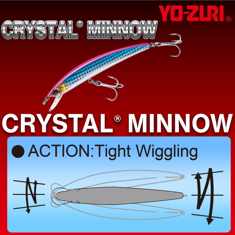 DUEL Yo-Zuri Crystal Minnow Floating Lure, Holographic Redhead, 5-1/4-Inch - Image 3